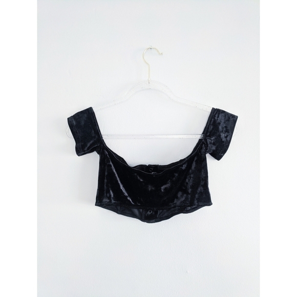 UO Out from Under Black Velvet Off Shoulder Top - Picture 4 of 4